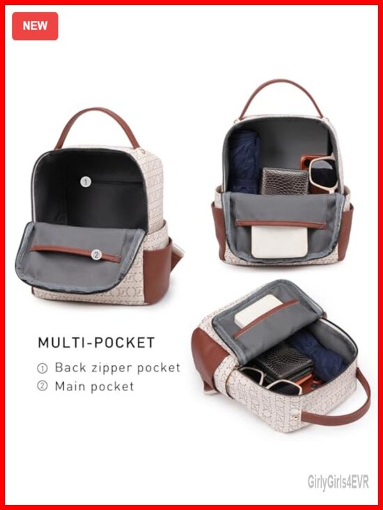 Vegan Leather Mini Backpack with Multi Pockets for Travel Work main image 5